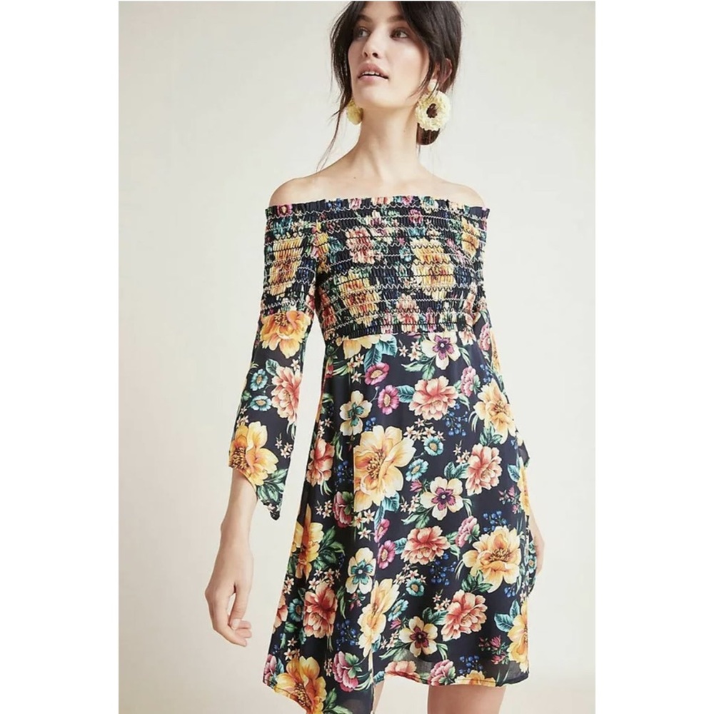 Anthropologie Farm Rio Sasha Off The Shoulder Floral Print Dress - Medium